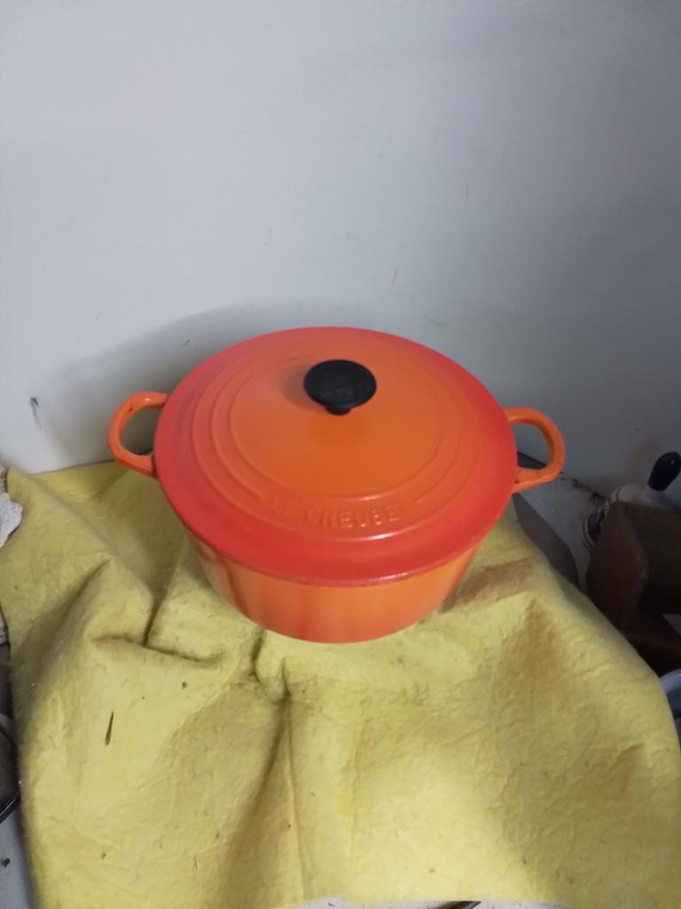 15196) LE CREUSET   BRAADPAN  22CM, Ophalen of Verzenden, Gietijzer, Koekenpan of Braadpan