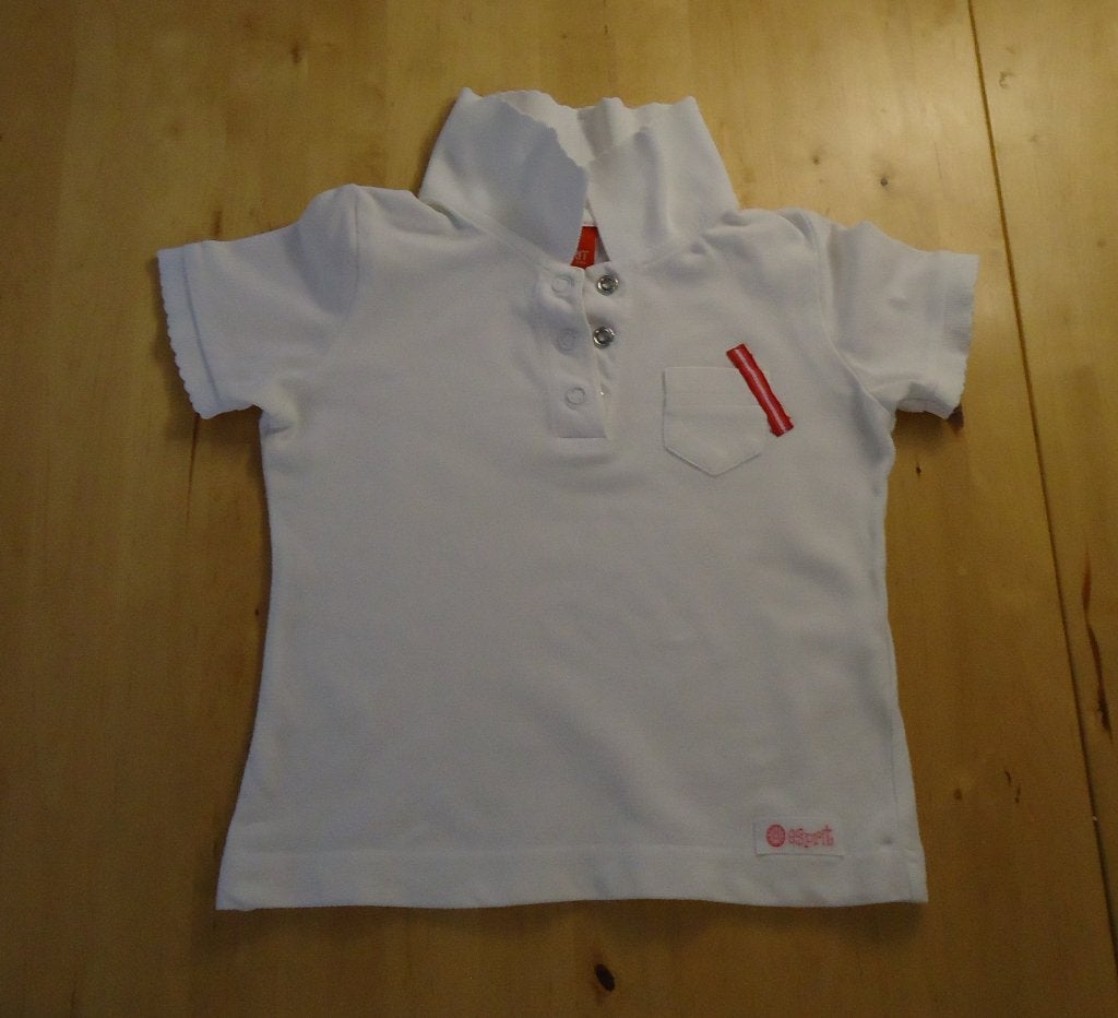 Mooie witte polo shirt van Esprit maat 104 - 110 (K254), Kinderen en Baby's, Meisje, Ophalen of Verzenden, Zo goed als nieuw, Esprit