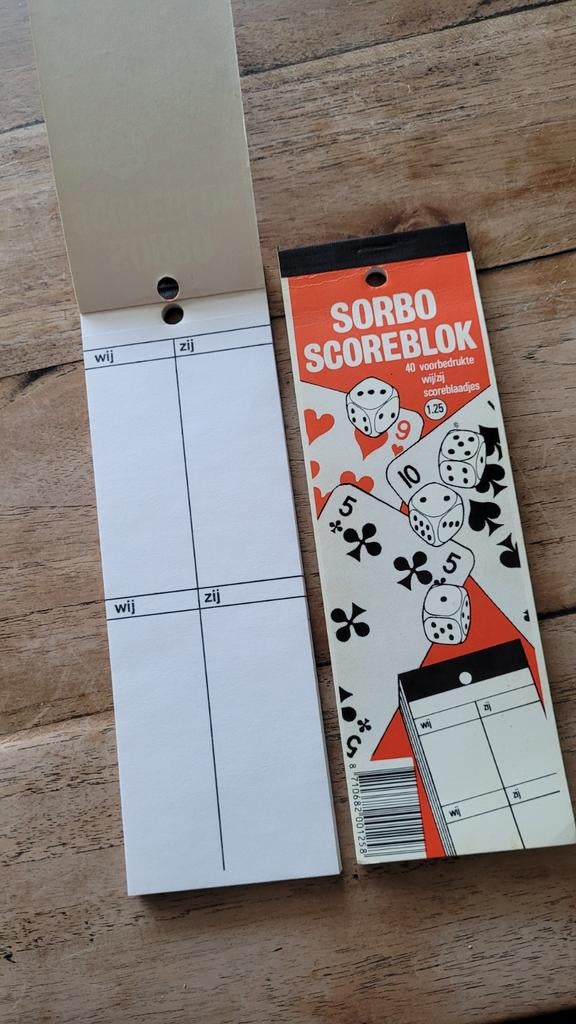 Sorbo Scoreblok - 40 Scoreblaadjes voor Spelletjes, Hobby en Vrije tijd, Gezelschapsspellen | Overige, Nieuw, Een of twee spelers