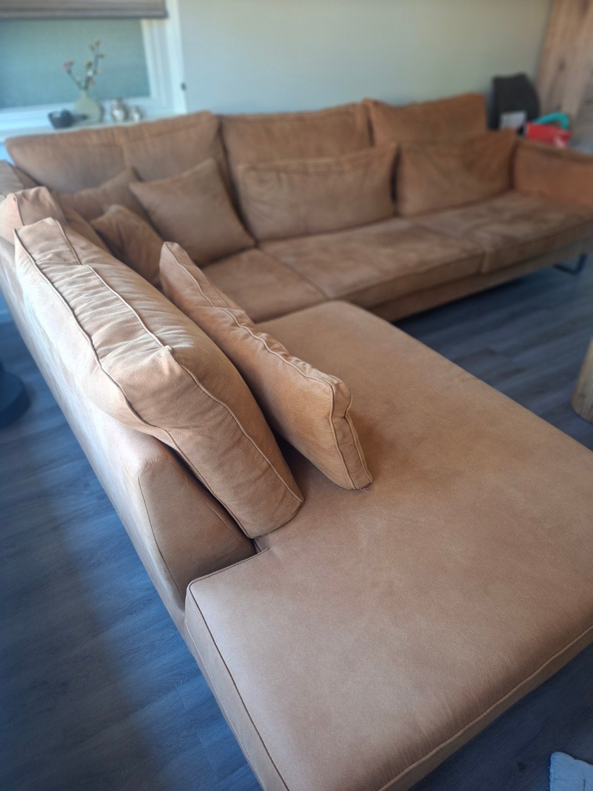 Grote hoekbank met chaise longue - zo goed als nieuw, Huis en Inrichting, Banken | Bankstellen, Ophalen, 250 tot 300 cm, 100 tot 125 cm