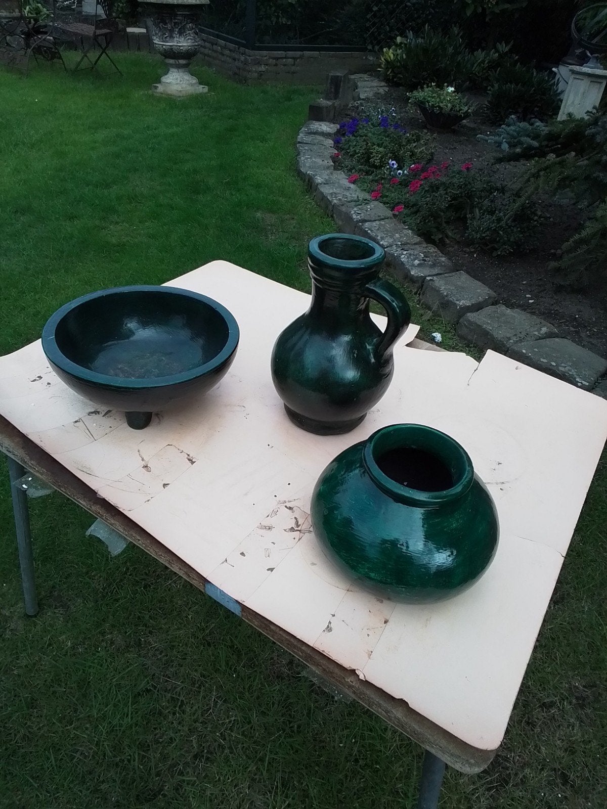 15858) mooie 3 delige groene tuinset, Ophalen of Verzenden