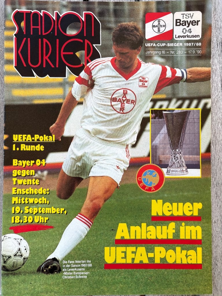 Programma Bayer Leverkusen - FC Twente 1990-1991, Verzamelen, Verzenden, Zo goed als nieuw, F.C. Twente, Boek of Tijdschrift