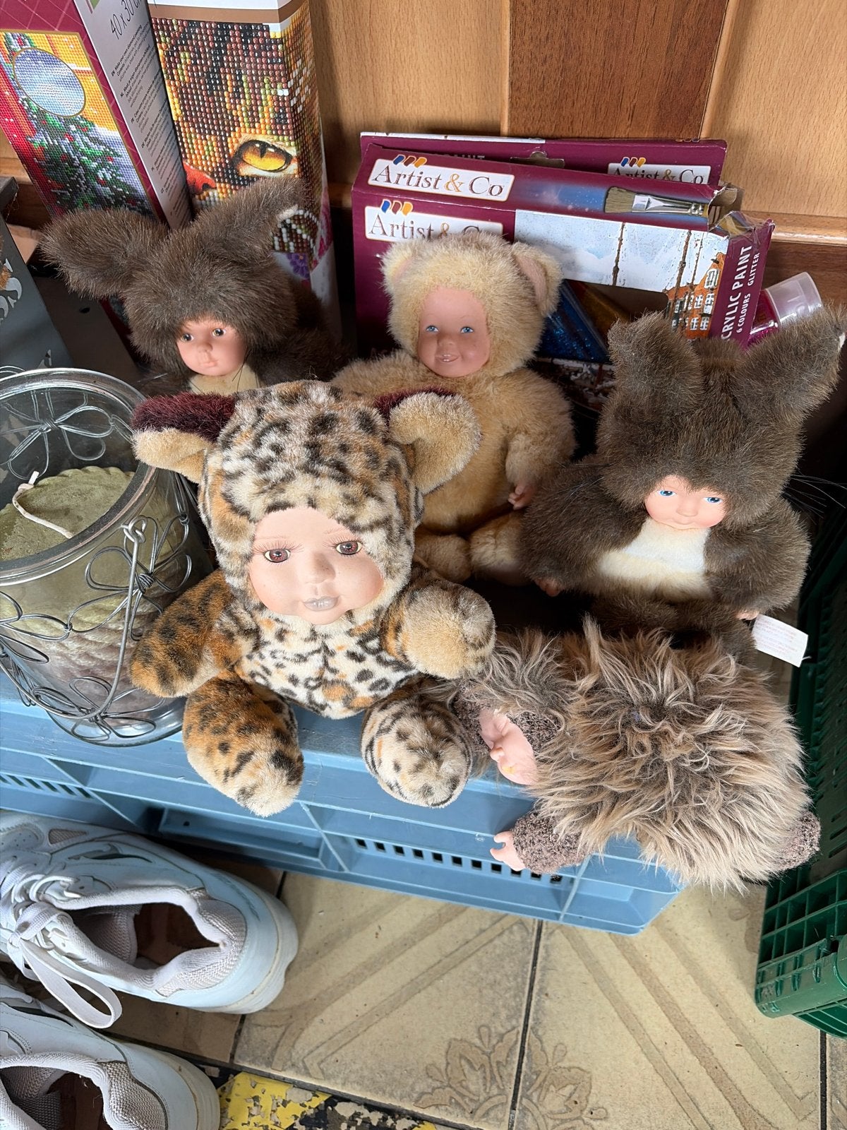 Vintage poppen met dierenpakjes - Anne geddes set van 5, Kinderen en Baby's, Ophalen of Verzenden, Overige typen