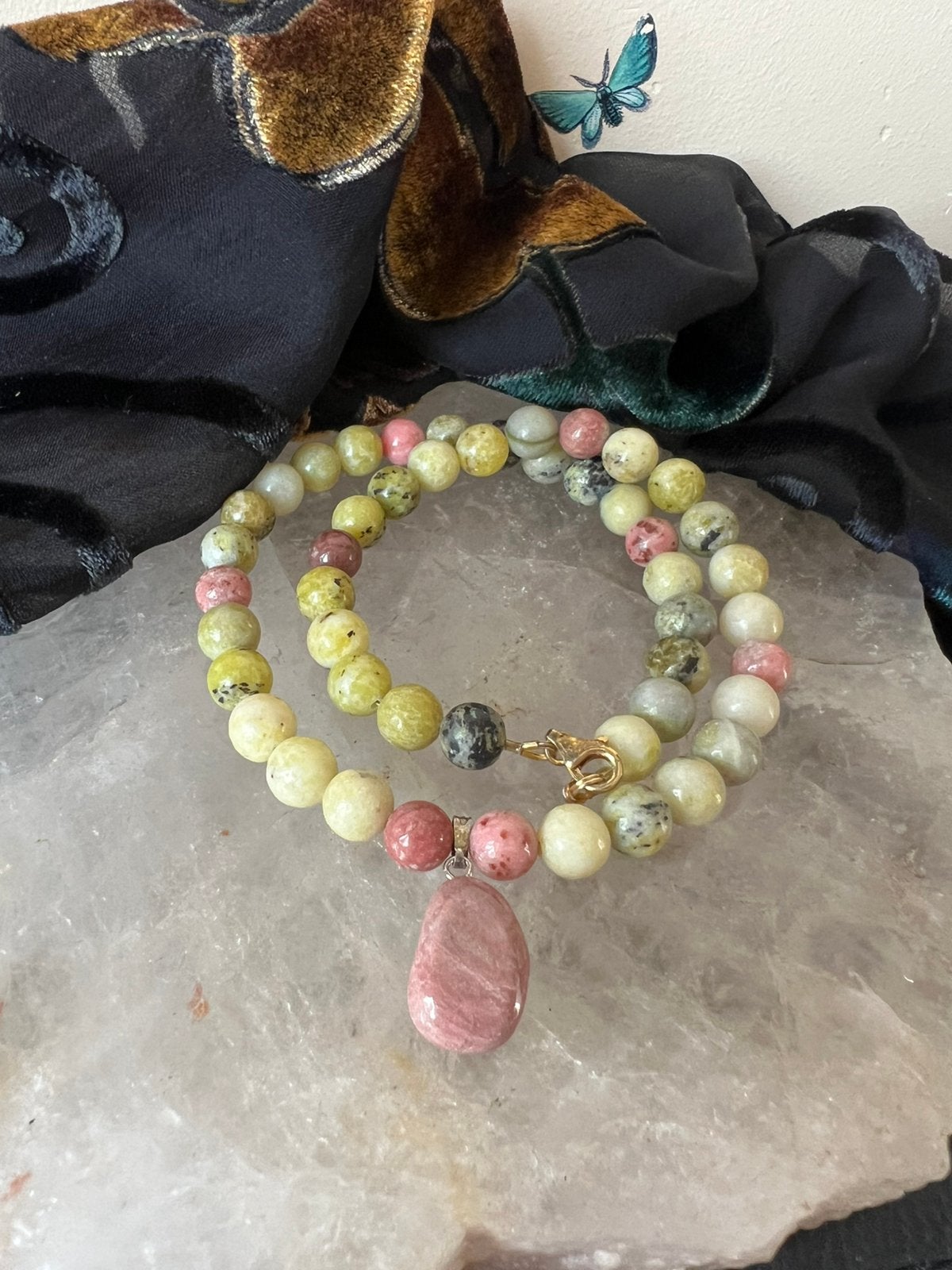 Lizardiet serpentijn thuliet hanger hoge trilling kundalini, Magnolia11, Nieuw, Ophalen of Verzenden, Steen of Mineraal
