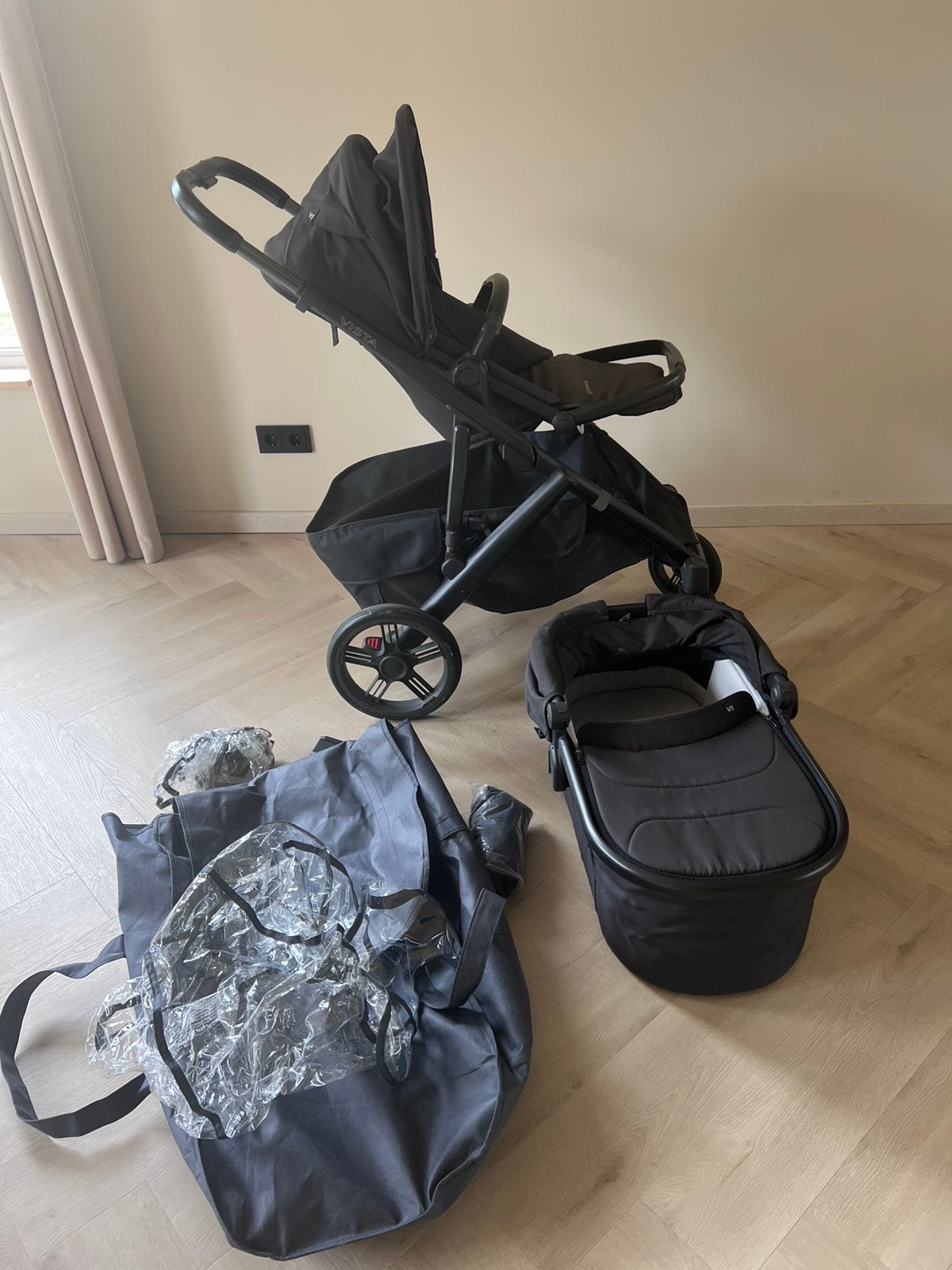 Uppababy Vista V3 Jake met complete accessoires en garantie, Gebruikt, Combiwagen, Verstelbare duwstang, Ophalen