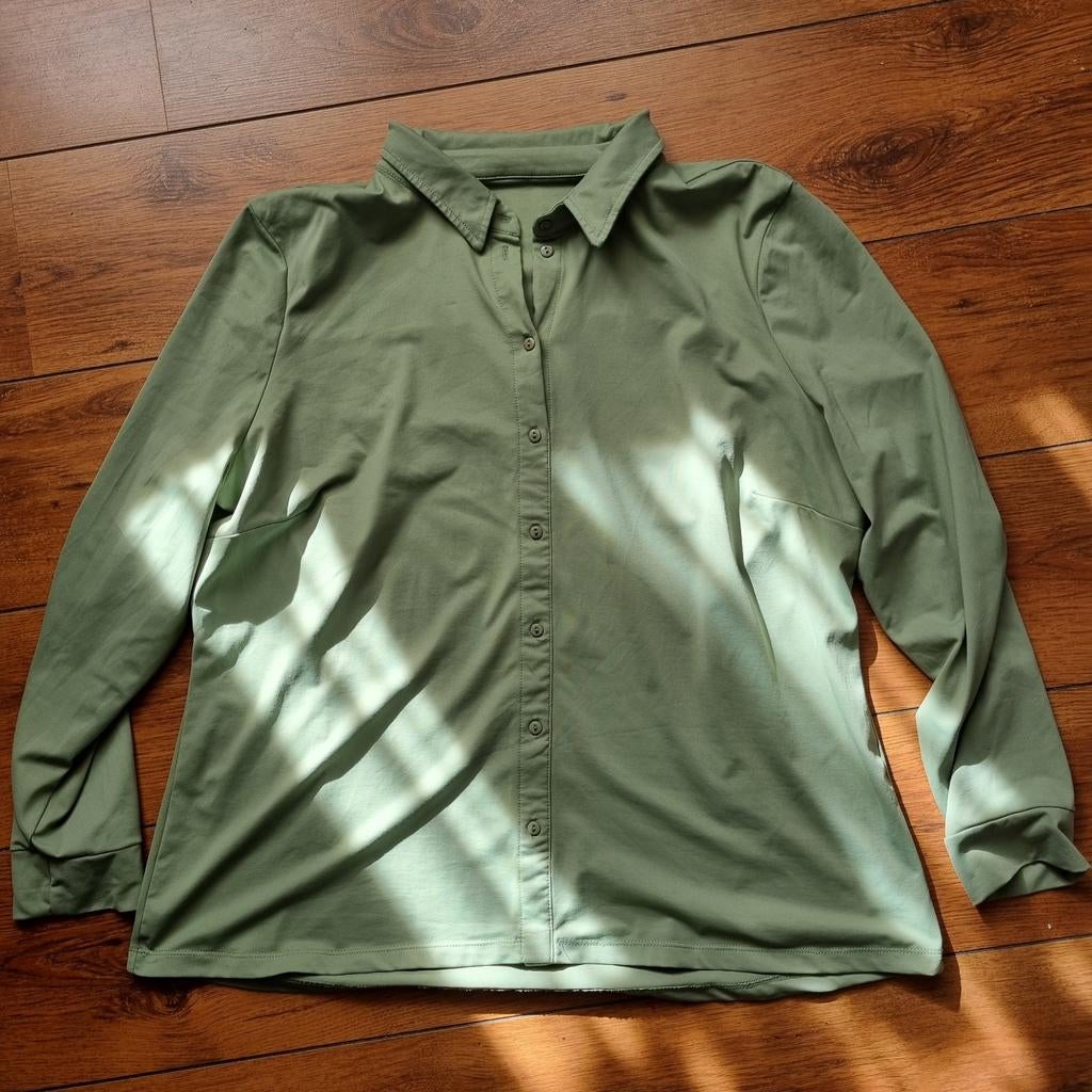 Groene travelstof blouse maat XL, Kleding | Dames, Ophalen of Verzenden, Gedragen, Maat 46/48 (XL) of groter, Groen