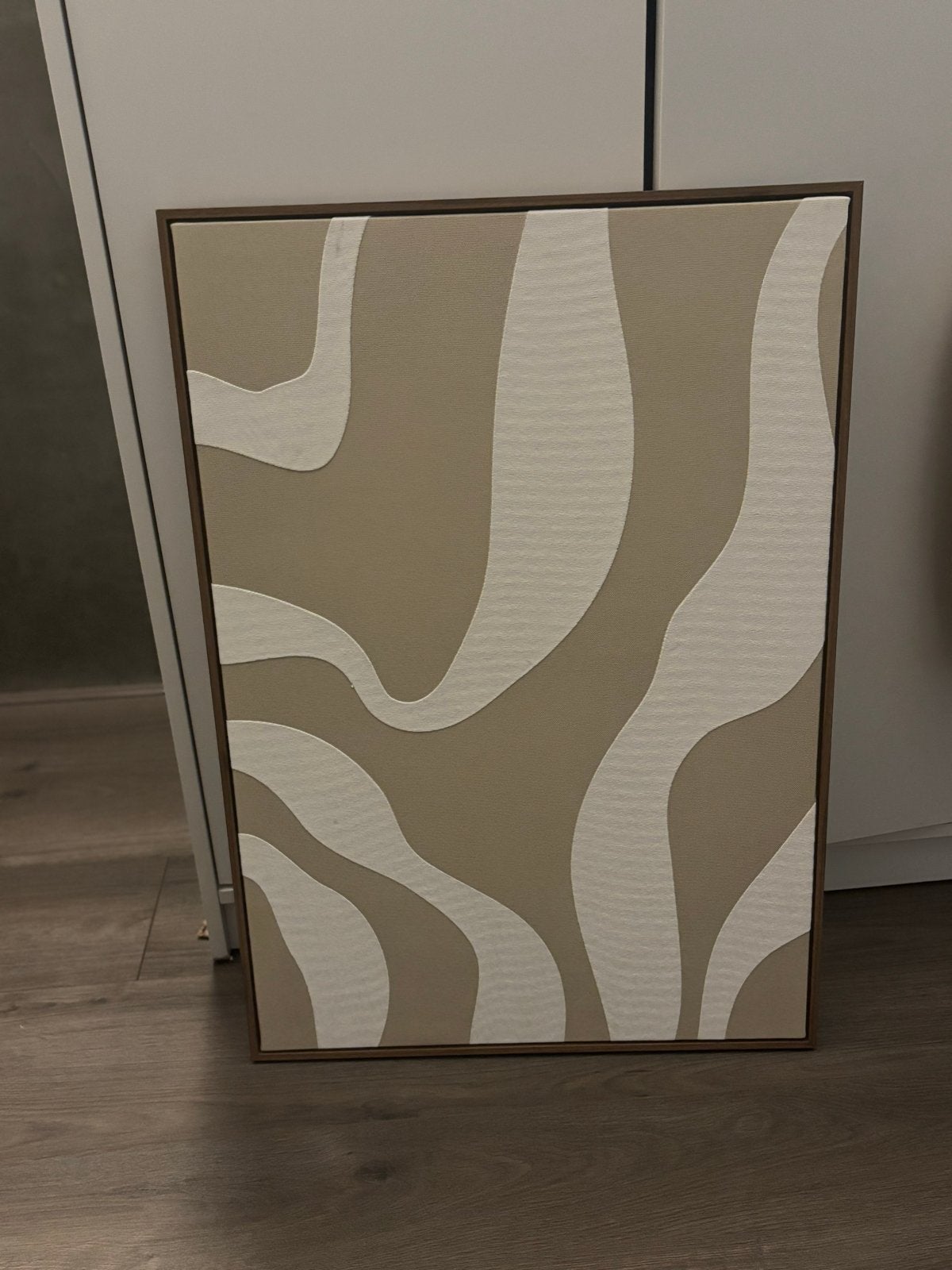 Mooi abstract Japandi schilderij beige hout, Ophalen