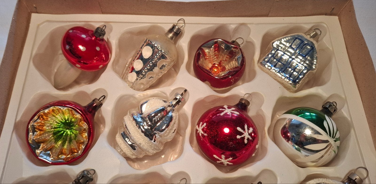 DIV OUDE GLAS DEUK KERSTBALLEN IN DIV KLEUREN, Ophalen of Verzenden, Gebruikt