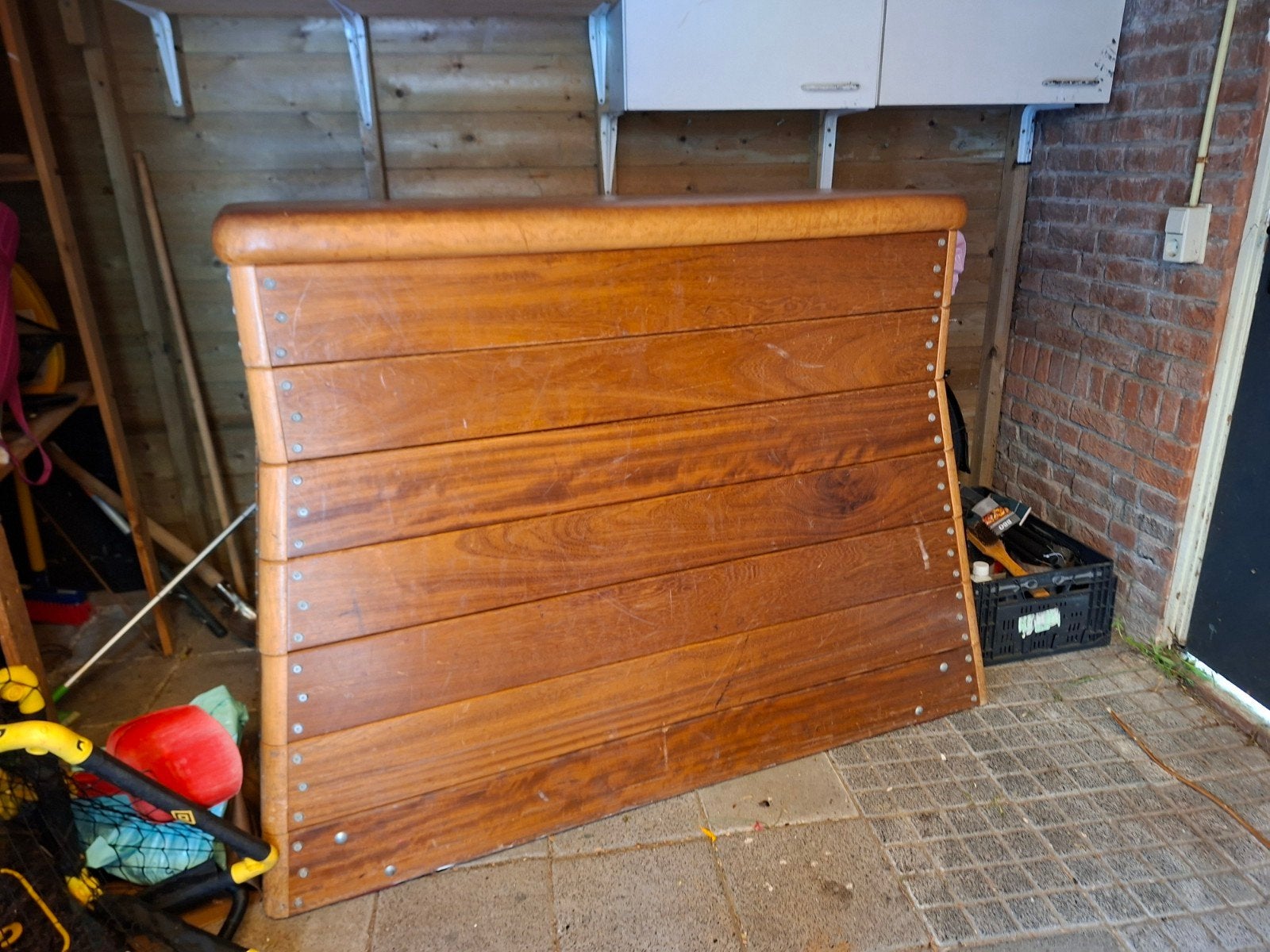 Houten turnbank met losse elementen, Ophalen, Gebruikt