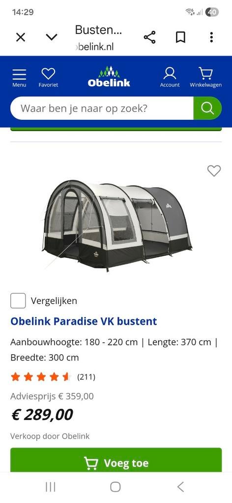 Bustent, Ophalen of Verzenden, Zo goed als nieuw, Tot en met 2