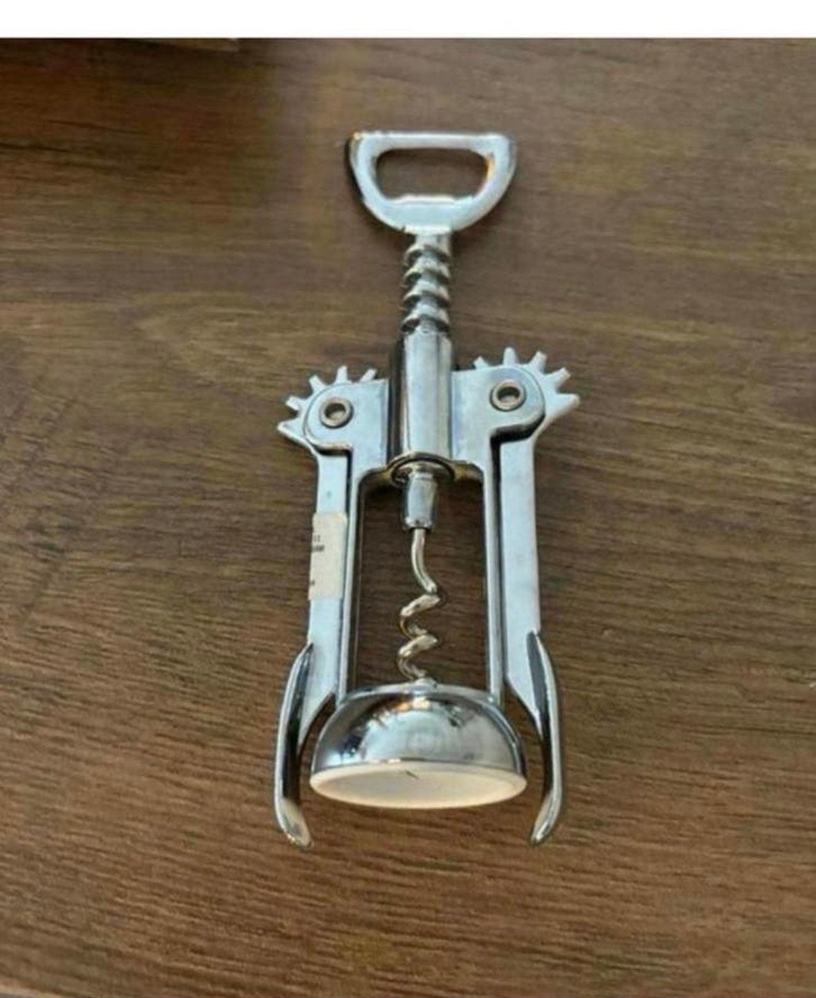 Wijnopener kurkentrekker metaal, Zilver, Ophalen of Verzenden, Metaal, Overige merken