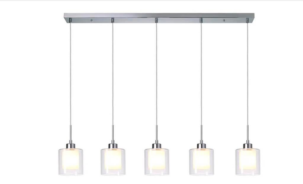 Hanglamp Dion - Moderne 5-lichts hanglamp, Ophalen, Zo goed als nieuw, Glas