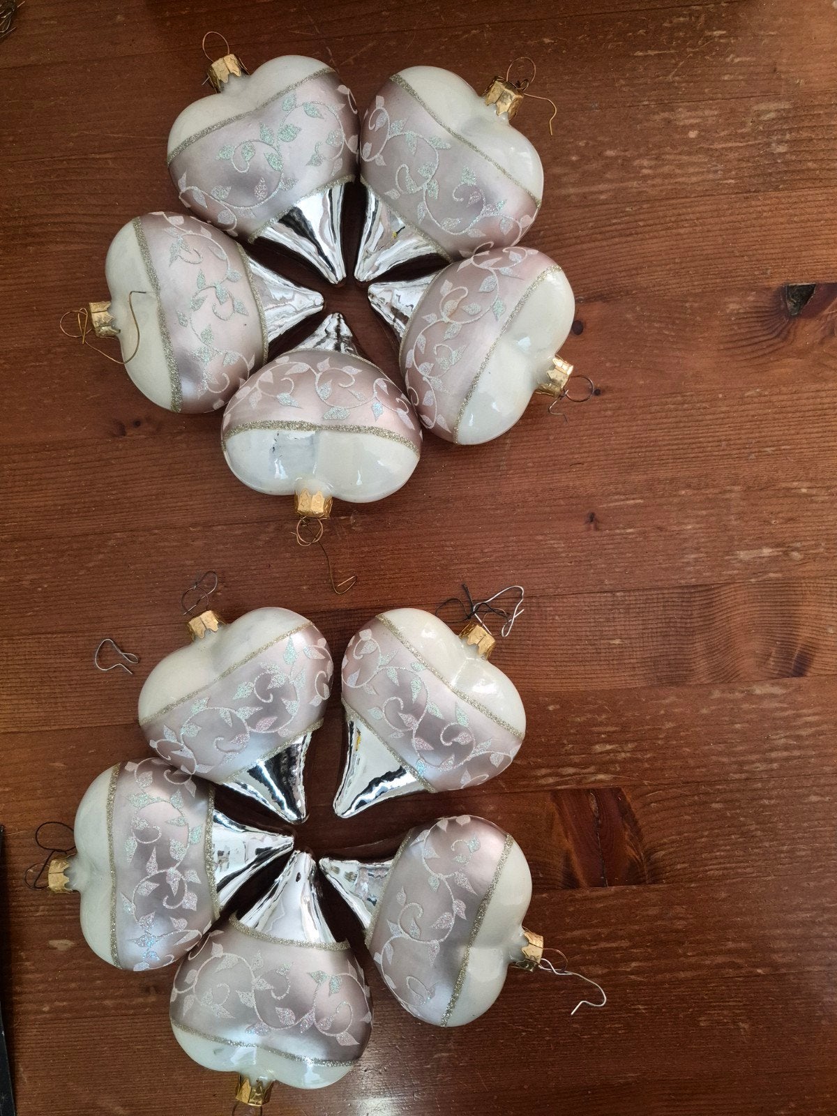Kerstballen hartvormig (10 stuks) wit, Diversen, Ophalen, Gebruikt