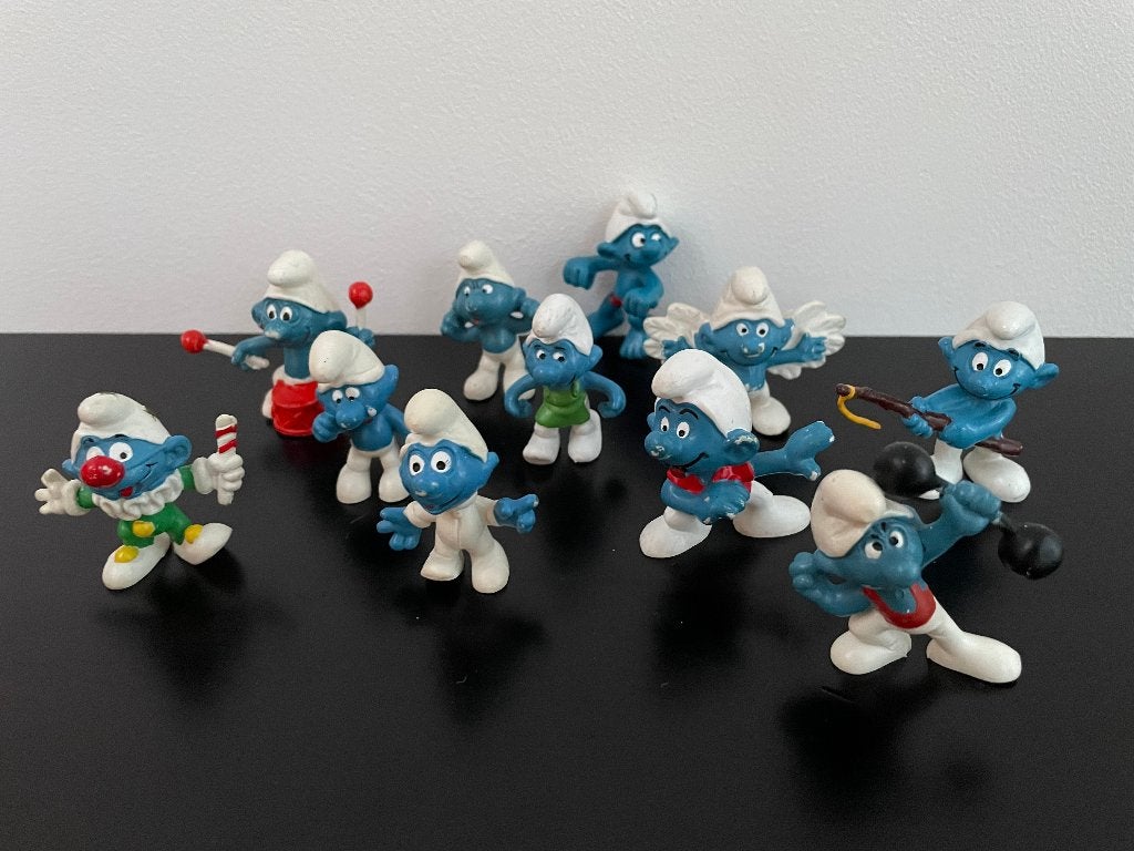 11 Smurfen beeldjes - Diverse Smurfen figuren, Verzamelen, Ophalen of Verzenden, Gebruikt, Verschillende Smurfen, Poppetje, Figuurtje of Knuffel