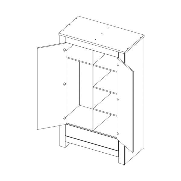 Kidsmill Alaska Hoogglans 2-Deurs Kledingkast Wit, Ophalen, Kast, 50 tot 70 cm, 105 cm of meer