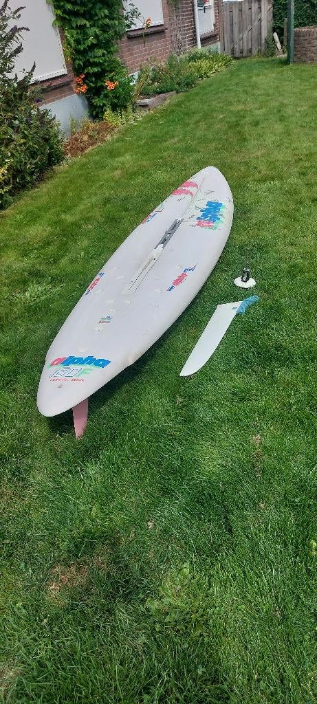 surfplank met zeilen (2.5 & 4.1), complete set, Watersport en Boten, Windsurfen, Gebruikt, Complete set, 300 cm of meer, Met vin(nen)