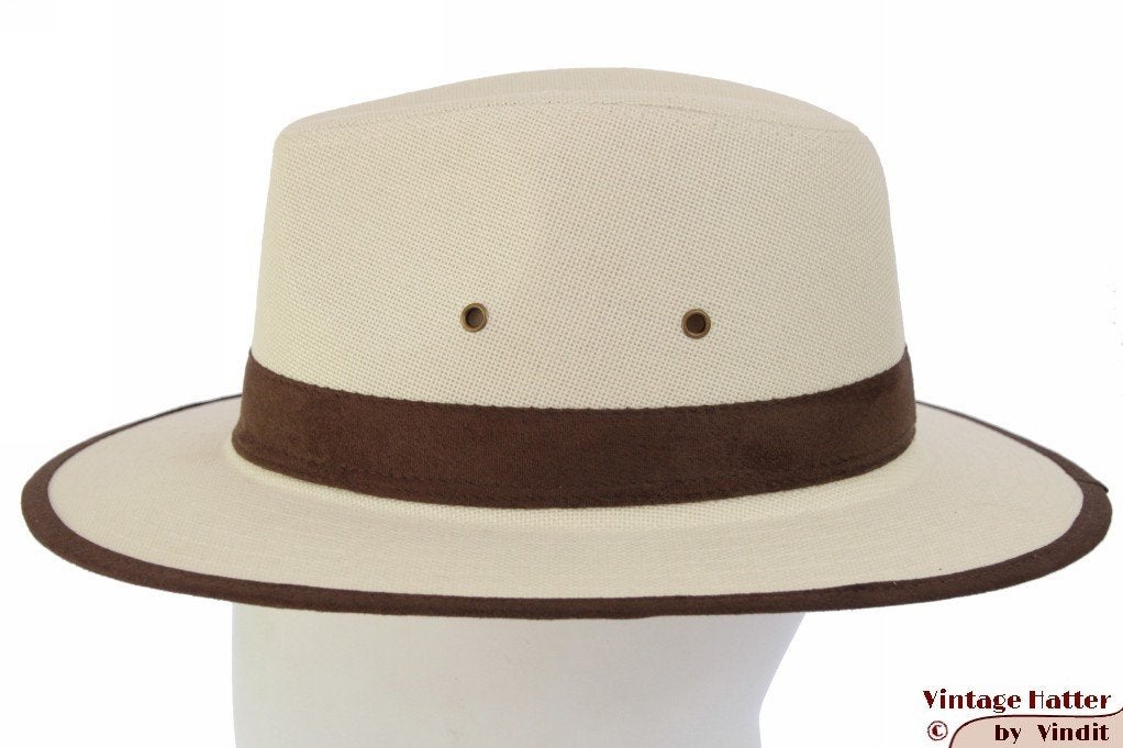 Gleufhoed Hawkins Panama wit met bruine rand 57, 58, 59, 60, Kleding | Dames, Hoeden en Petten, Hoed, Hawkins, Nieuw, Ophalen of Verzenden