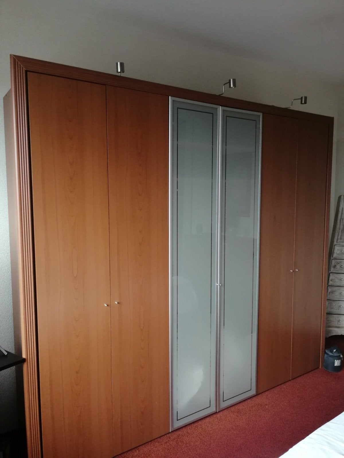 Linnenkast kersenhout met matglas, Ophalen, Met deur(en), Gebruikt, 200 cm of meer