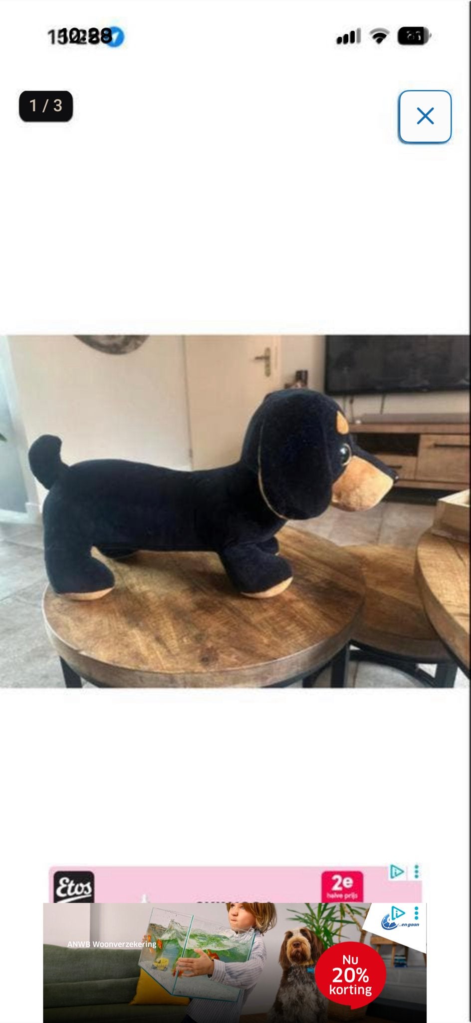Zwarte Teckel Knuffel, nieuw !, Zwart, Zo goed als nieuw, Middelgroot (20 tot 80 cm), Hond