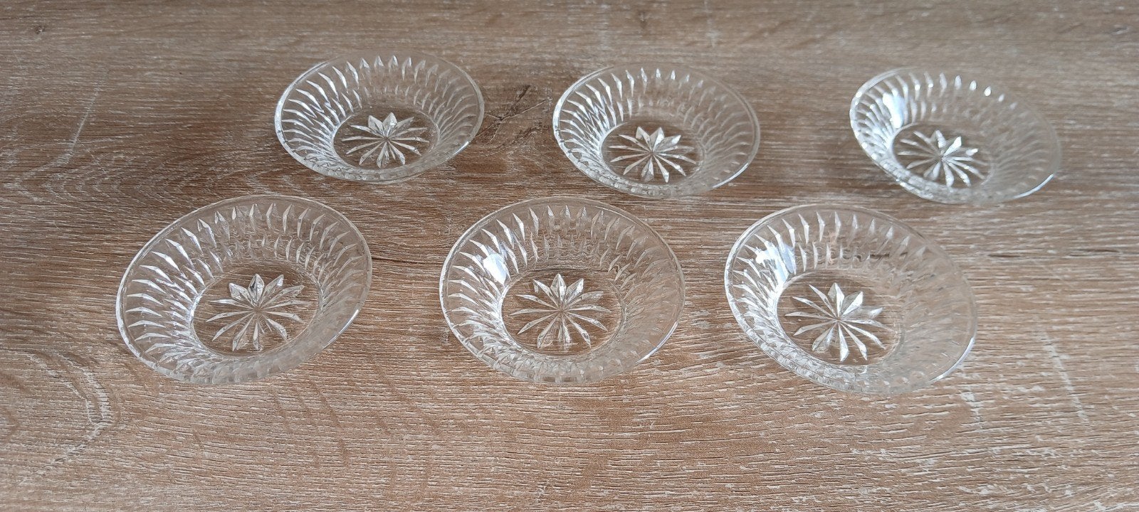set 6 kleine glazen (kristallen) schaaltjes mini bordjes, Ophalen of Verzenden
