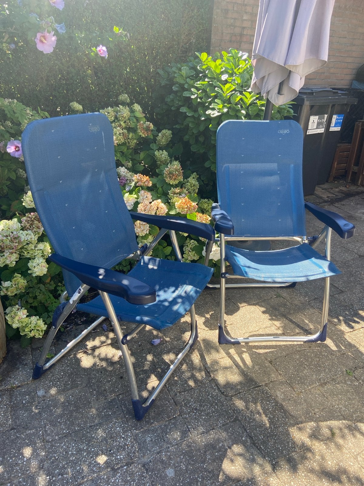 2x Blauwe crespo  Campingstoelen - Comfortabel en Opvouwbaar, Ophalen, Gebruikt, Campingstoel