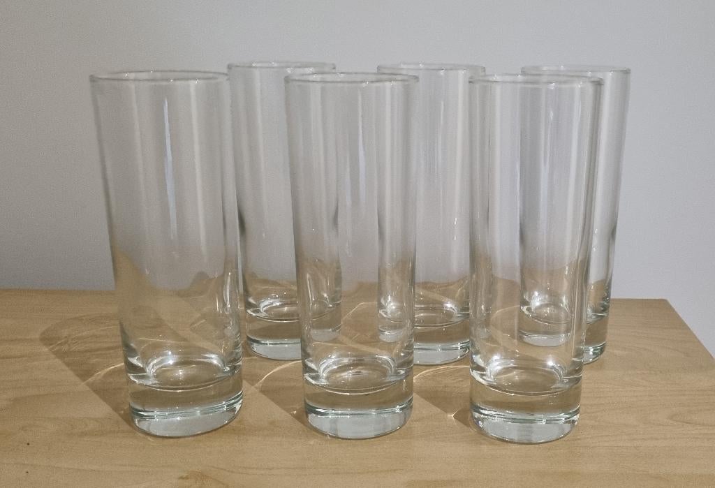 6 rechte longdrink glazen, Huis en Inrichting, Glas of Glazen, Nieuw, Ophalen of Verzenden, Glas