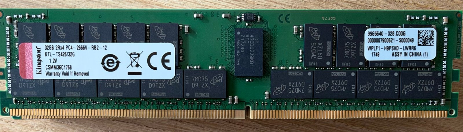 8x Kingston 32GB DDR4 RAM 2666V Server Geheugen, Computers en Software, Ophalen, Gebruikt, 32 GB, Server