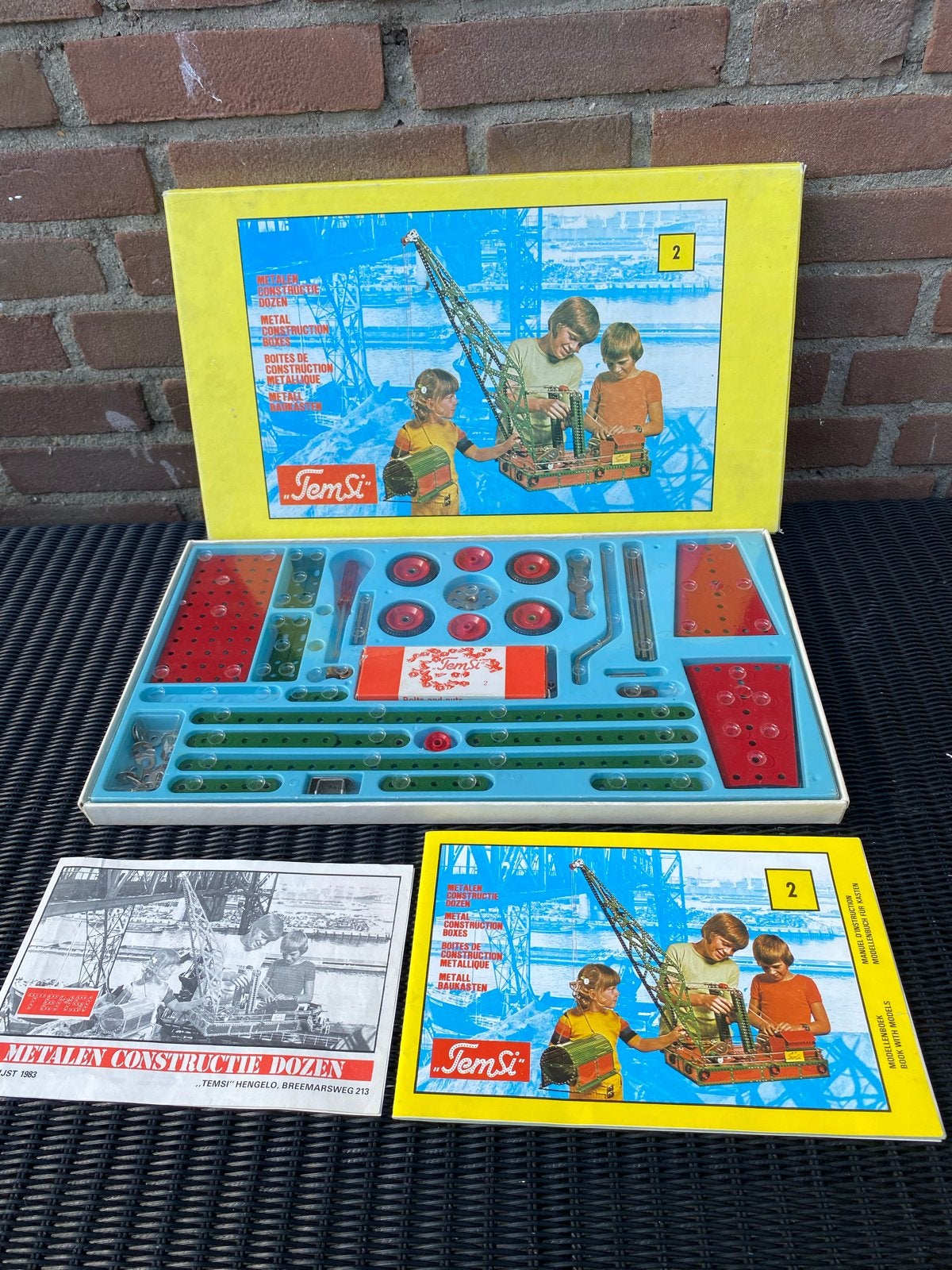 Vintage TemSi Metalen Constructie Doos - Bouwset, Ophalen of Verzenden, Gebruikt, Bouwen