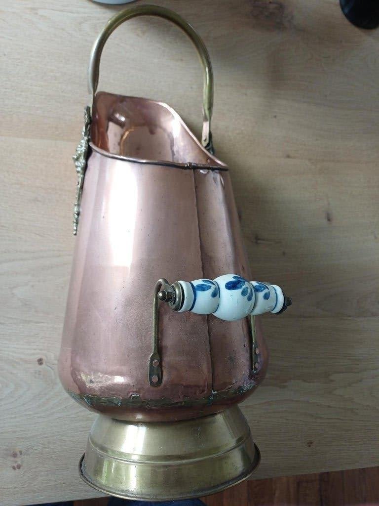 Koperen Kolenkit, messing handvat, Vintage, Ophalen, Koper