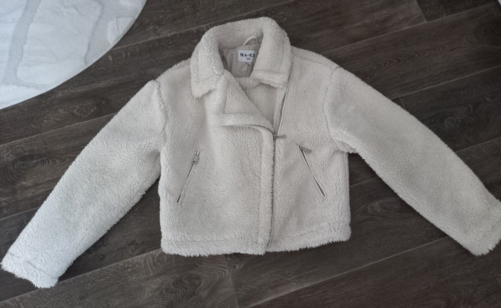 NA-KD Dames Winterjas Maat 38 - Crème Teddy Jas, NA-KD, Beige, Zo goed als nieuw, Ophalen