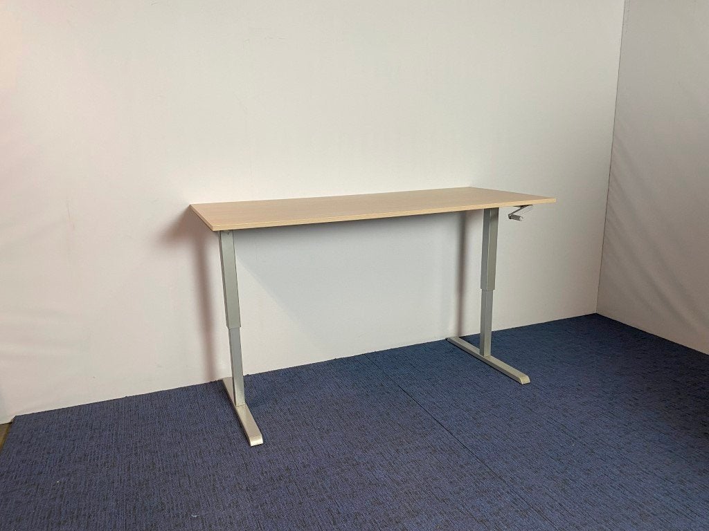 Zit/sta bureau Actiforce, licht eiken blad, 180 x 80 cm., Huis en Inrichting, Bureaus, Ophalen, Gebruikt, 180 cm, In hoogte verstelbaar