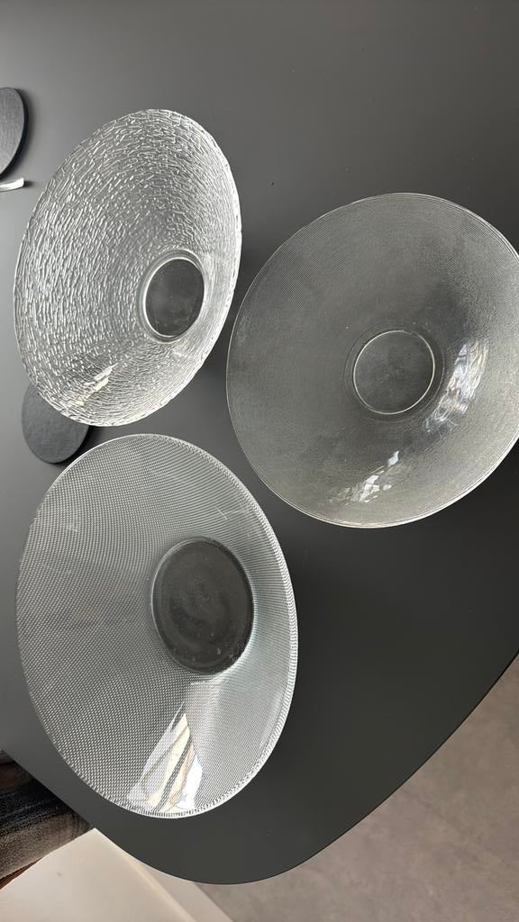 3 glazen serveerschalen voor BBQ, Huis en Inrichting, Keuken | Servies, Ophalen, Glas of Glazen, Gebruikt, Glas