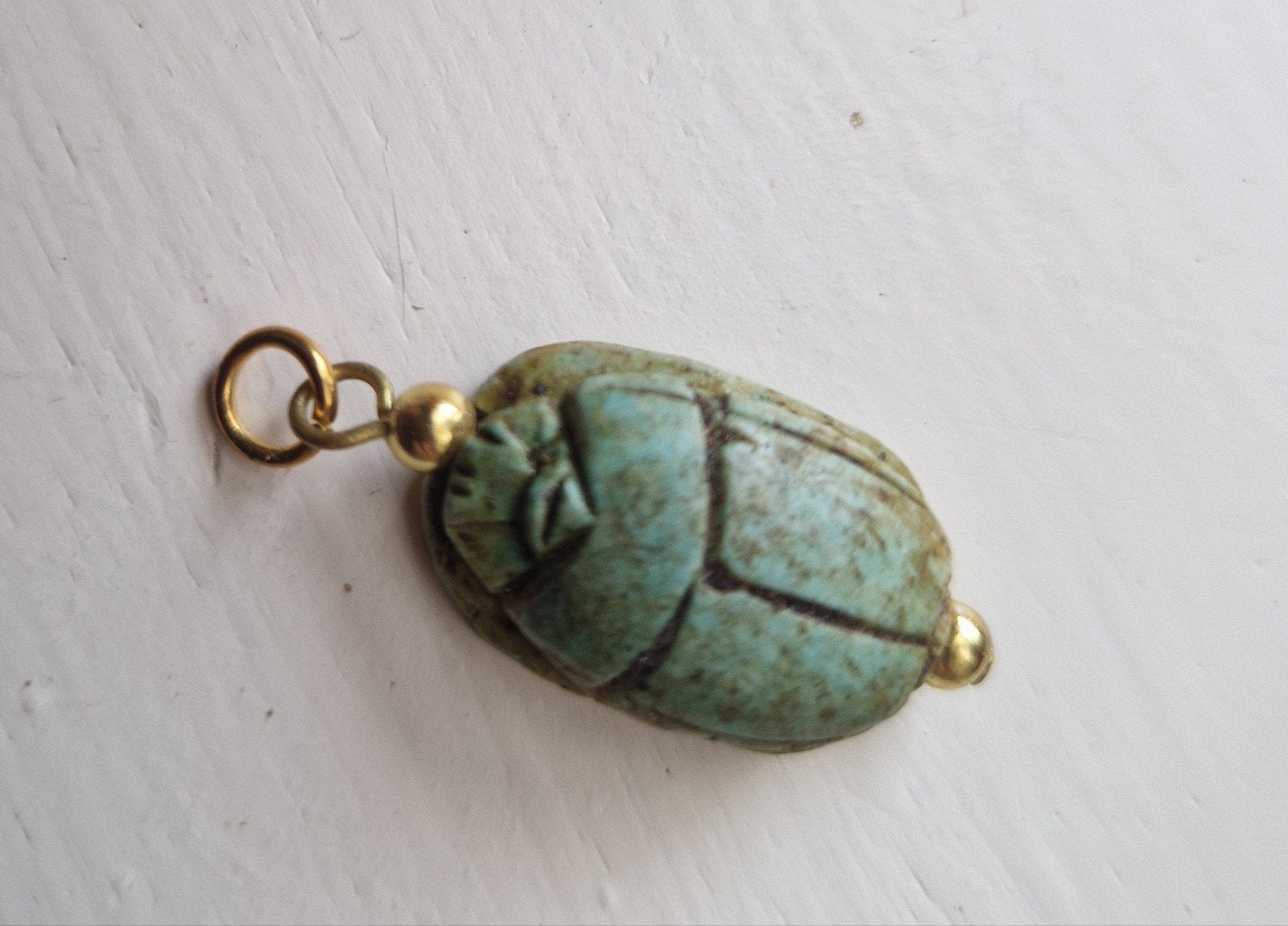 Egyptische Scarabee Hanger - Turkoois met Goud, Sieraden, Tassen en Uiterlijk, Antieke sieraden, Verzenden, Overige materialen