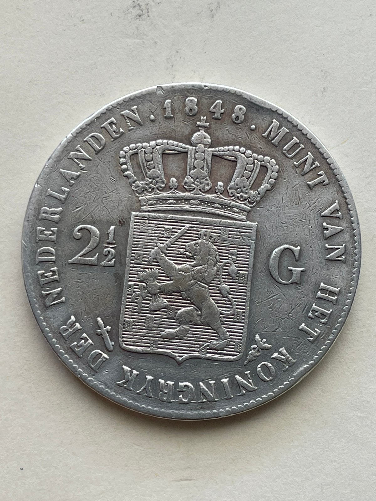 Rijksdaalder 1848, Verzenden, Koning Willem II, 2½ gulden