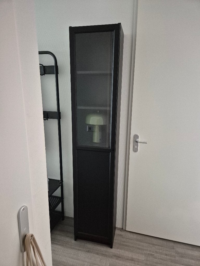 Zwarte billy (ikea) met glazen deur, Ophalen, Minder dan 50 cm, 200 cm of meer, Zo goed als nieuw