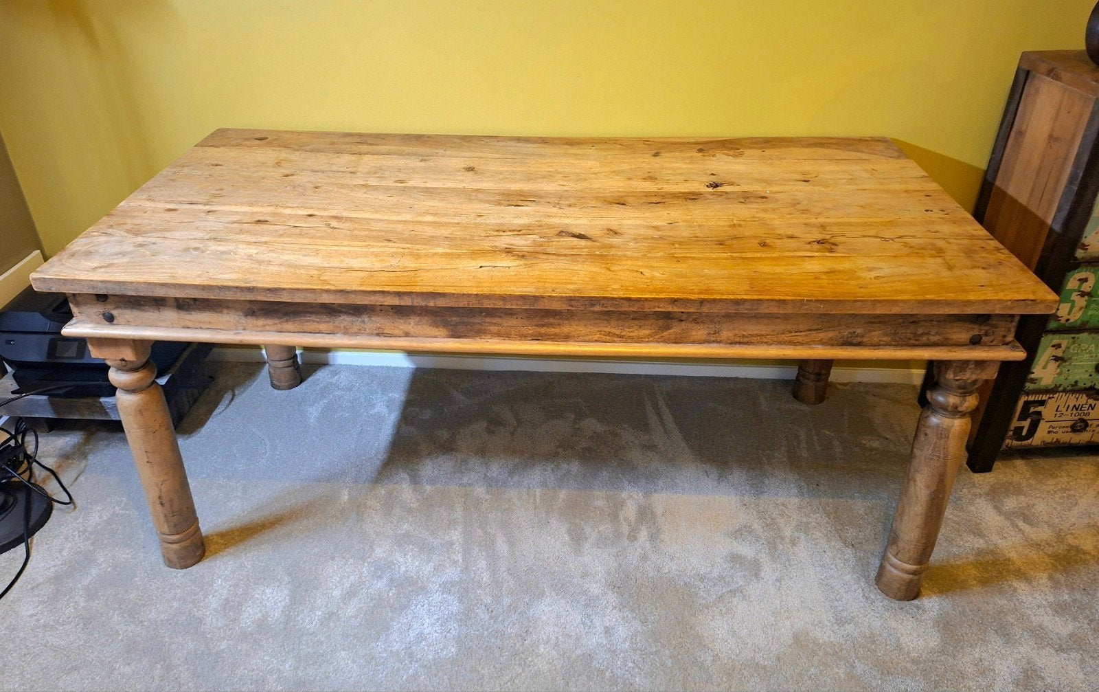 Brocante eettafel of bureau 180x90 cm, Huis en Inrichting, Ophalen, Gebruikt, 50 tot 100 cm, 150 tot 200 cm