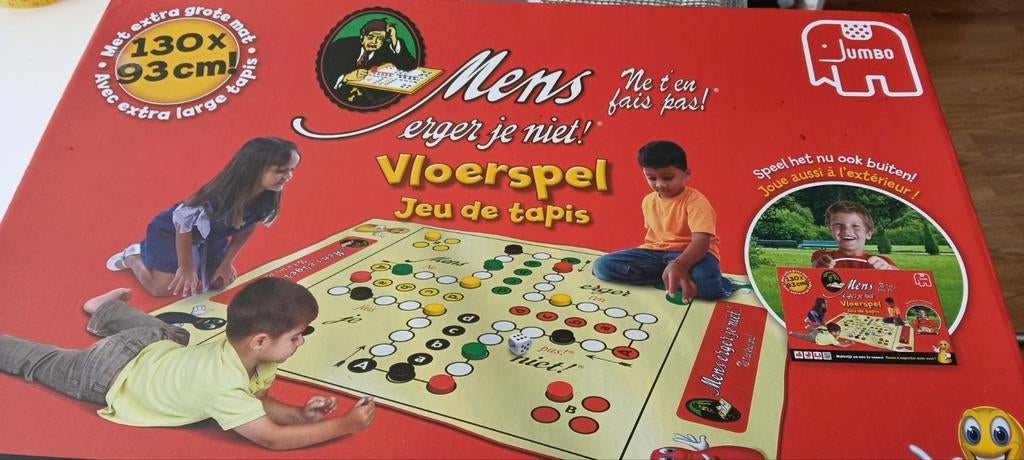Mens erger je niet! Vloerspel, Hobby en Vrije tijd, Gezelschapsspellen | Bordspellen, Ophalen of Verzenden, Zo goed als nieuw