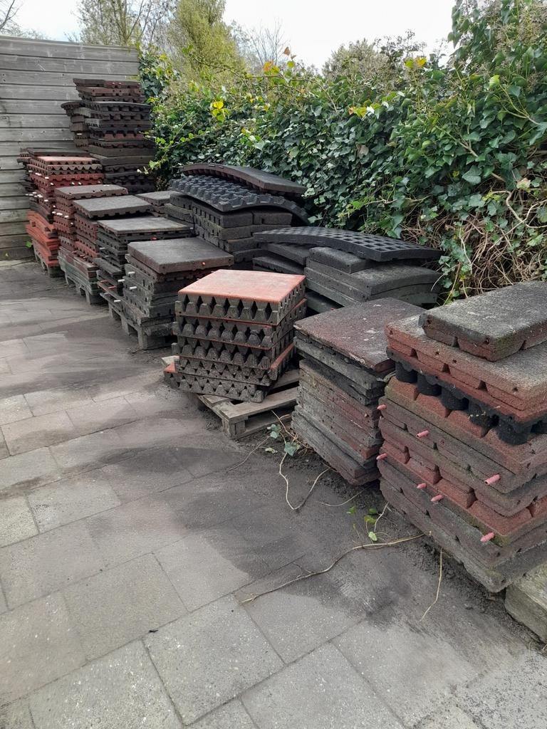 Rubberen tegels speeltegels staltegels stalmatten €10, Tuin en Terras, Tegels en Klinkers, Ophalen, Gebruikt, Overige typen, Rubber