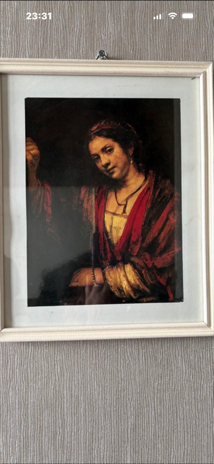 Dubbelzijdig:2 reproduktis van Rembrandt's Hendrickje' lijst, Antiek en Kunst, Ophalen of Verzenden