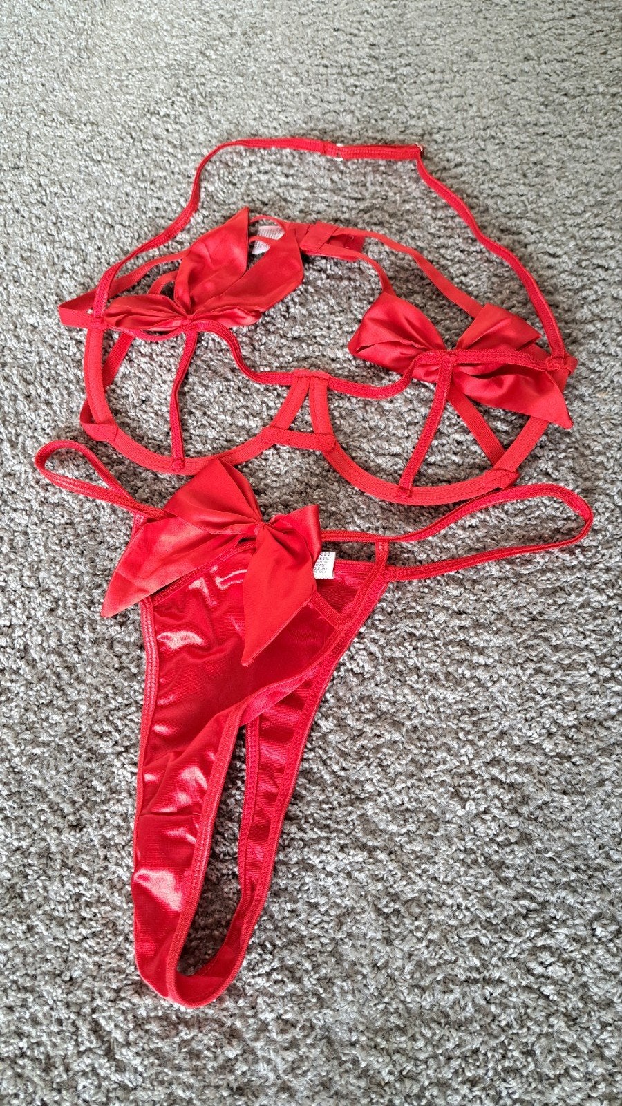 Rood sexy lingerie setje met strikjes, Verzenden, Rood, Setje
