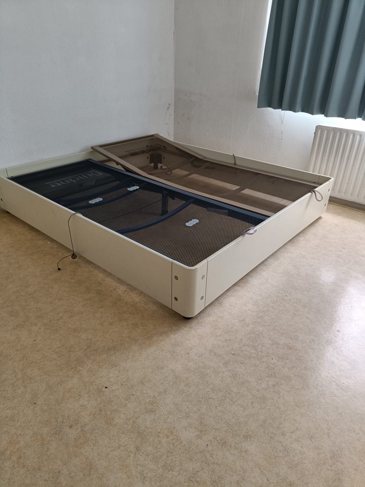 Retro Auping Auronde 2p bed met verstelbare spiralen, Huis en Inrichting, Slaapkamer | Bedden, Ophalen, Beige, Tweepersoons, 180 cm