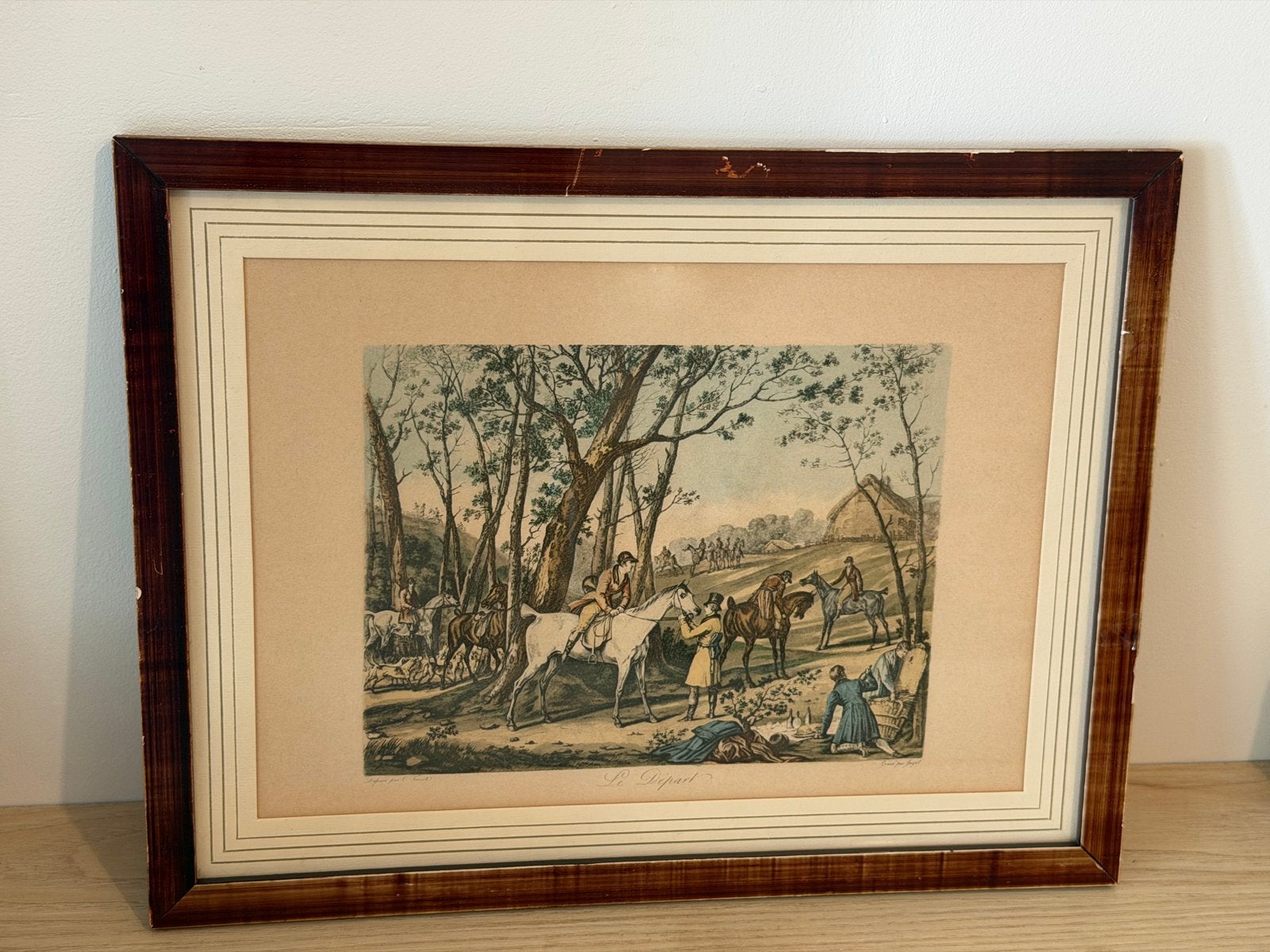 Antieke gravure "Le Départ" -  Carle Vernet & Jazet, Antiek en Kunst, Ophalen of Verzenden, 33 cm, 43 cm, Gravure