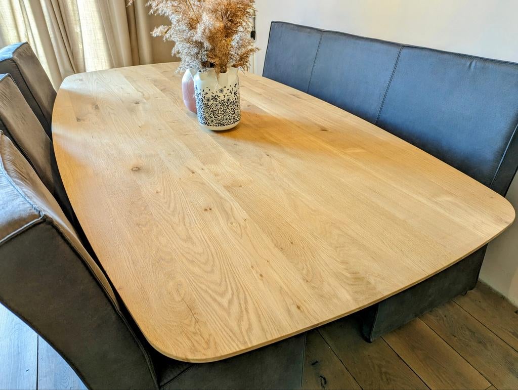 SALE !! EIKEN DEENS OVAAL, ROND, BOOMSTAM, OVAAL, VERJONGD !, Huis en Inrichting, Tafels | Eettafels, 100 tot 150 cm, Ophalen of Verzenden