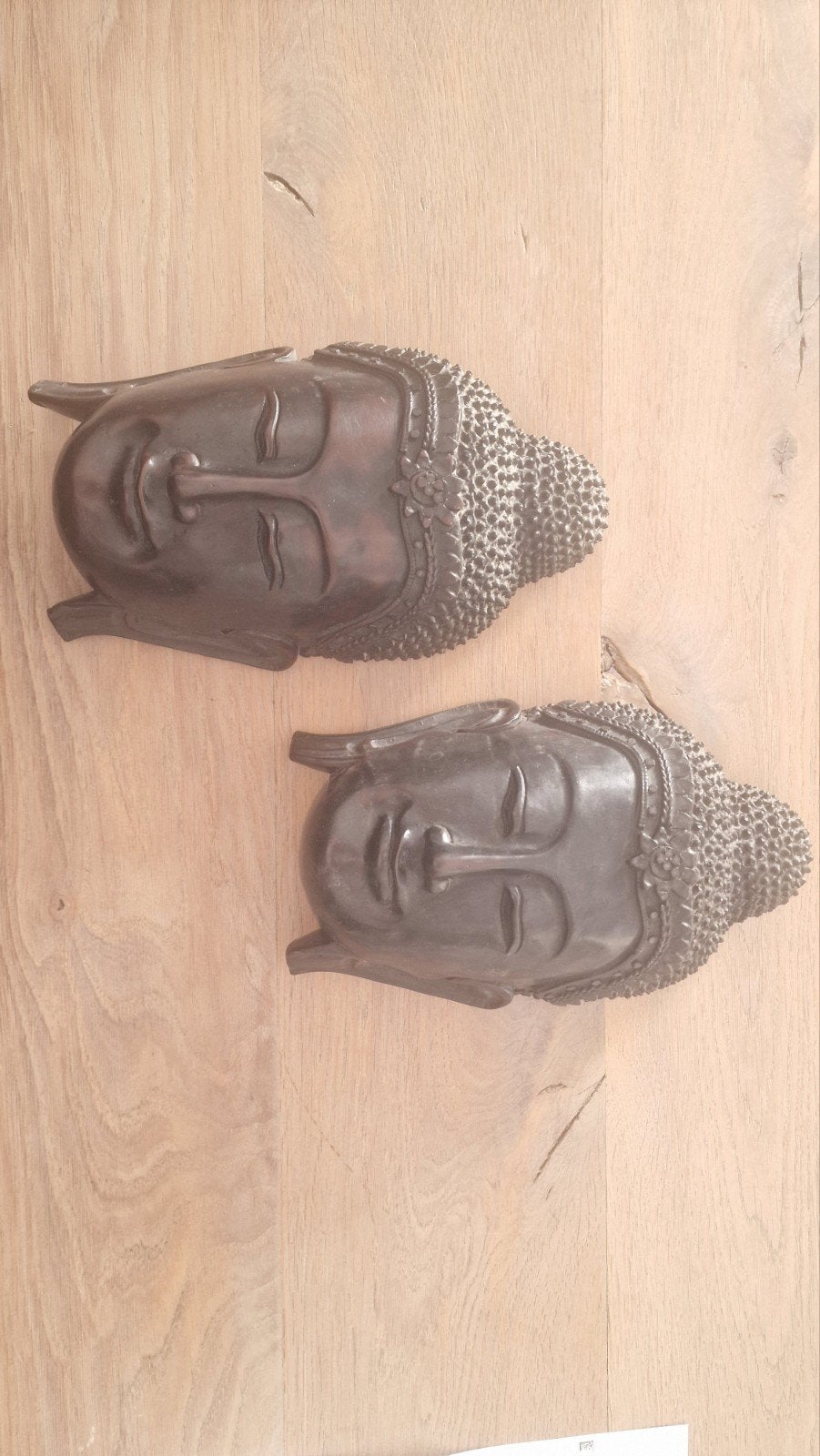 Boeddha hoofden - wanddecoratie, Ophalen of Verzenden, Zo goed als nieuw, Zwart, 30 cm
