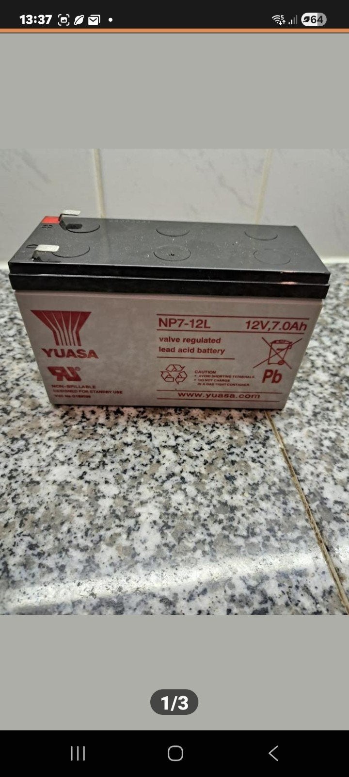 Yuasa NP7-12L Loodaccu 12V 7.0Ah - Zo goed als nieuw, Ophalen of Verzenden, Zo goed als nieuw, Oplaadbaar
