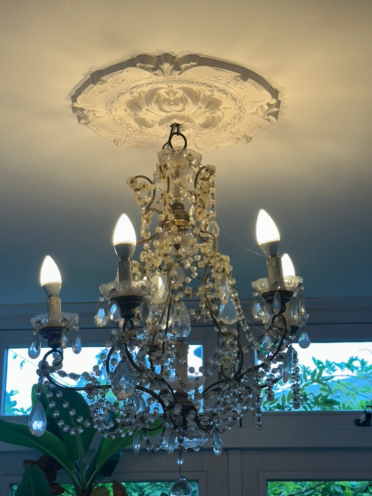 Kroonluchter vintage, Huis en Inrichting, Lampen | Kroonluchters, Ophalen, Gebruikt, Glas