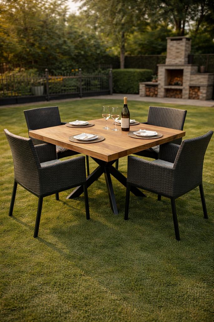 Afrormosia tafel 100x100 massief hout | luxe design tafel, 50 tot 100 cm, Nieuw, Vijf personen of meer, Afrormosia tafel massief hout design luxe maatwerk uniek