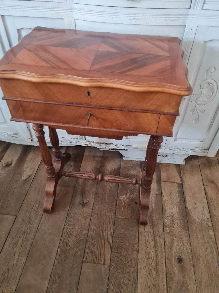 Antiek mahonie houten kastje naaikistje, Ophalen of Verzenden