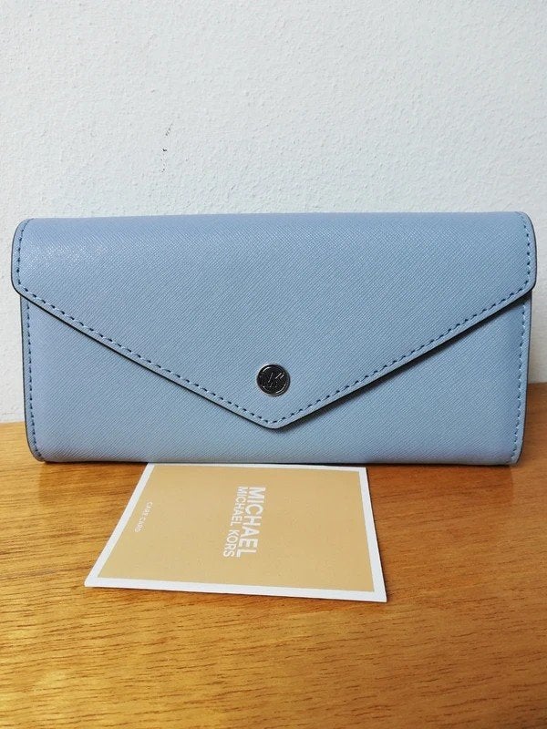 Nieuw Michael Kors Portemonnee - Lichtblauw, Sieraden, Tassen en Uiterlijk, Portemonnees, Overige merken, Leer, Blauw, Nieuw