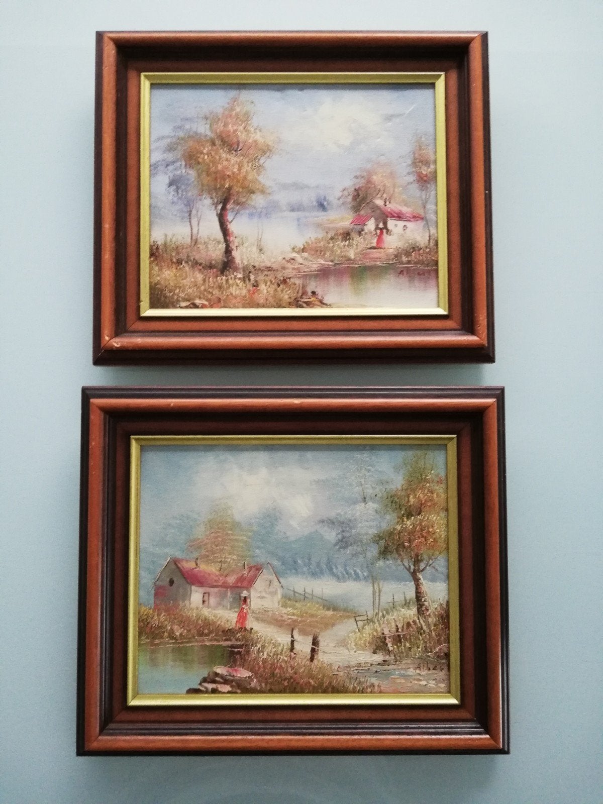 Twee schilderwerkjes Albert., Antiek en Kunst, Ophalen of Verzenden, Klassiek, Landschap